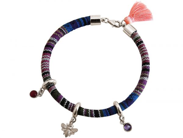 Gemshine - Damen - Armband - 925 Silber - AZTEC - BEE - Biene  - Rubin - Rot - Amethyst - Violett