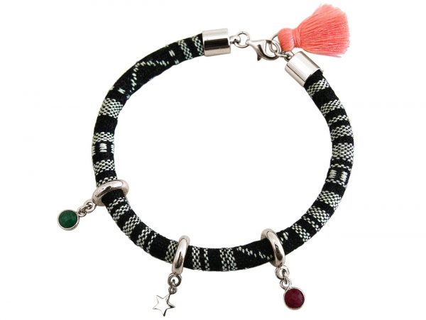 Gemshine - Damen - Armband - 925 Silber - AZTEC - STAR - Stern - Rubin - Rot - Smaragd - Grün