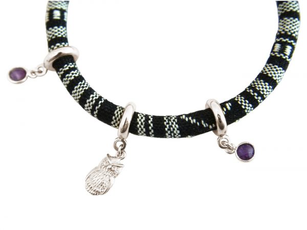 Gemshine - Damen - Armband - 925 Silber - AZTEC - Uhu -  Eule - Amethyst - Violett – Bild 3