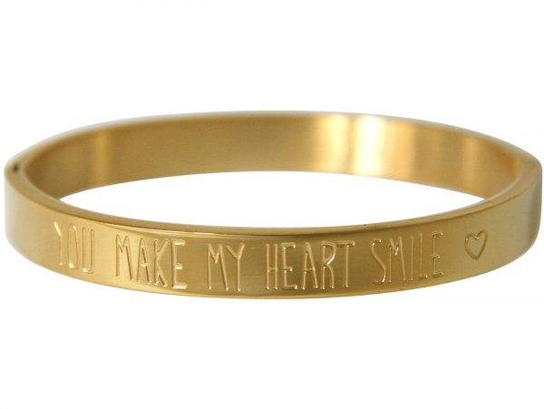 Gemshine - Damen - Armband - Armreif - You make my heart Smile - WISHES - Gold - 8 mm – Bild 4