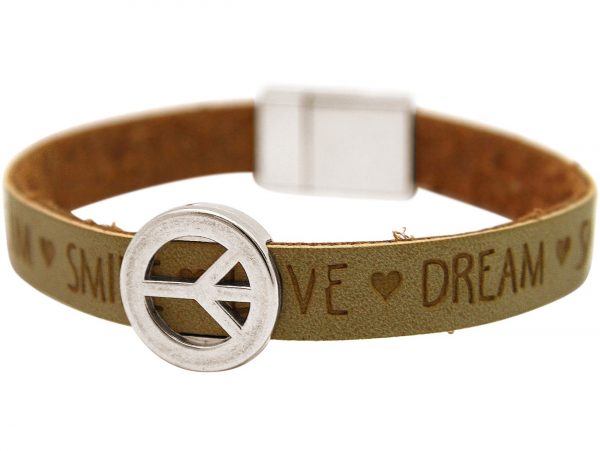 Gemshine - Damen - Armband - Frieden - Peace - WISHES - Braun Sand - Magnetverschluss