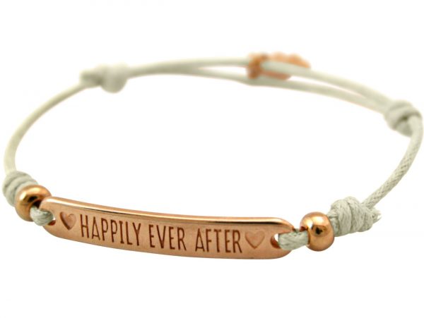 Gemshine - Damen - Armband - Gravur - HAPPILY EVER AFTER - Rose Vergoldet - Nude