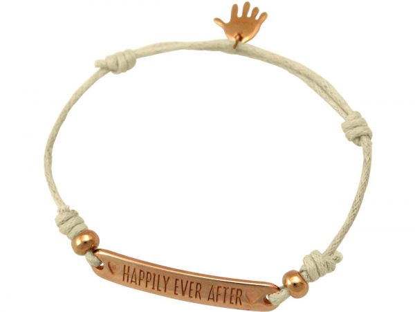 Gemshine - Damen - Armband - Gravur - HAPPILY EVER AFTER - Rose Vergoldet - Nude – Bild 3