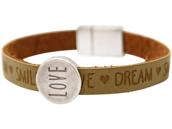 Gemshine - Damen - Armband - Love - Liebe - WISHES - Braun - Sand - Magnetverschluss