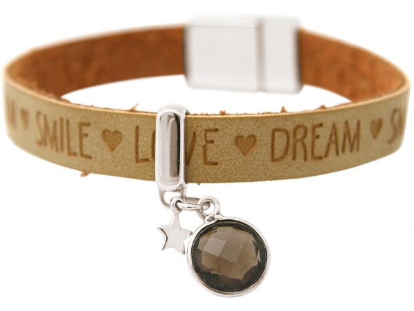 Gemshine - Damen - Armband - STAR - Stern - 925 Silber - WISHES - Braun - Sand - Rauchquarz - Magnetverschluss