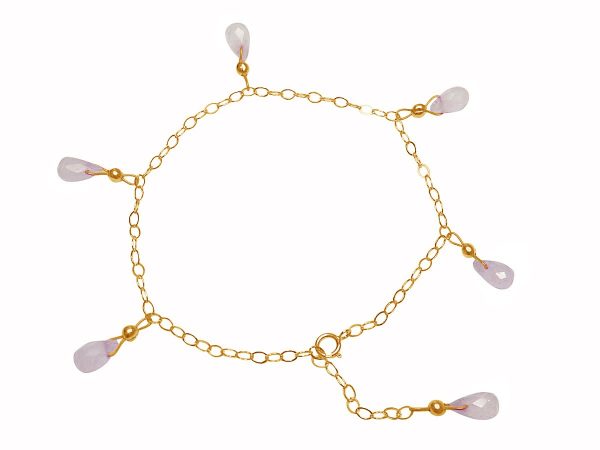 Gemshine - Damen - Armband - Vergoldet - Rosenquarz - Tropfen - Facettiert - Rosa - Größenverstellbar – Bild 3