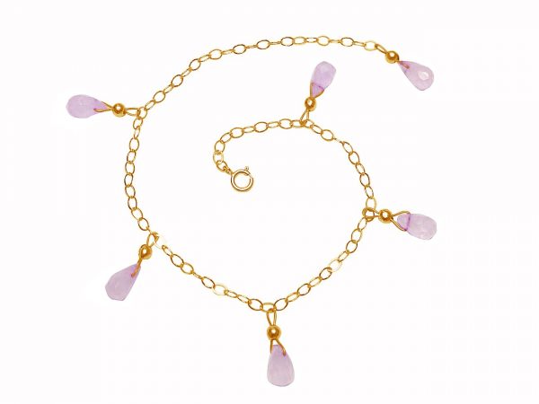 Gemshine - Damen - Armband - Vergoldet - Rosenquarz - Tropfen - Facettiert - Rosa - Größenverstellbar – Bild 4