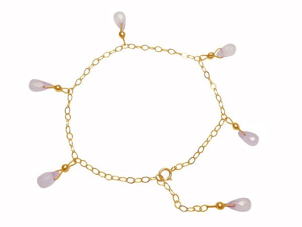 Gemshine - Damen - Armband - Vergoldet - Rosenquarz - Tropfen - Facettiert - Rosa - Größenverstellbar – Bild 4