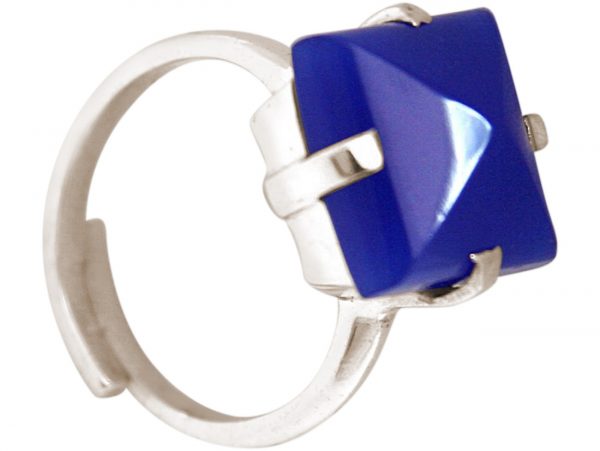 Gemshine - Damen - Ring - 925 Silber - Chalcedon - Blau - 12mm - Größenverstellbar