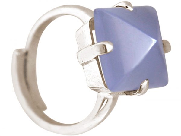 Gemshine - Damen - Ring - 925 Silber - Chalcedon - Lavendel Lila - 12mm - Größenverstellbar