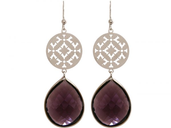 GEMSHINE Damenohrringe mit Mandalas und Amethyst Edelsteinen hervorragender Qualität. Ohrhänger. Made in Madrid / Spanien. Im eleganten Geschenketui geliefert. – Bild 5