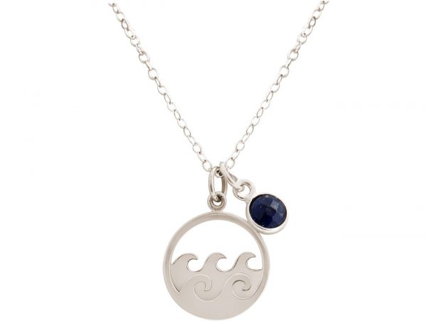 GEMSHINE Maritim Nautics Halskette mit Surf Wellen Meer aus 925 Silber, hochwertig vergoldet oder rose im Navy Stil mit blauem Saphir - Made in Madrid, Spanien, Metall Farbe:Silber – Bild 3