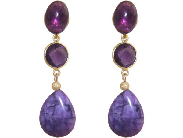 GEMSHINE Ohrringe mit Amethyst Edelstein Tropfen Ohrhänger aus 925 Silber, vergoldet, rose vergoldet. Made in München / Deutschland. Im eleganten Schmucketui geliefert. Auch als SET mit Halskette. – Bild 4