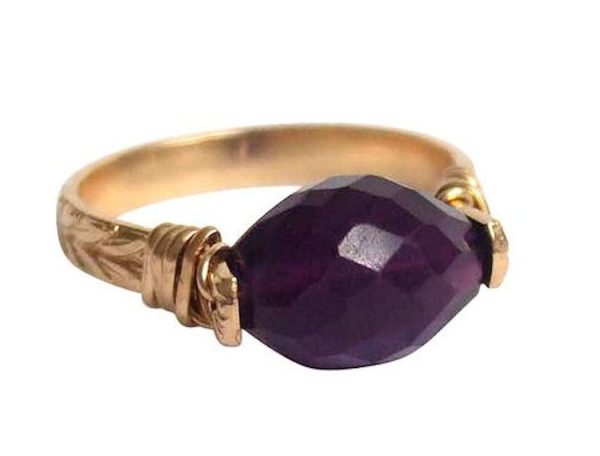 Gemshine - Damen - Ring - Spannring - Vergoldet - Amethyst - Violett, Ringgröße:59 (18.8)