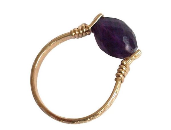 Gemshine - Damen - Ring - Spannring - Vergoldet - Amethyst - Violett – Bild 4