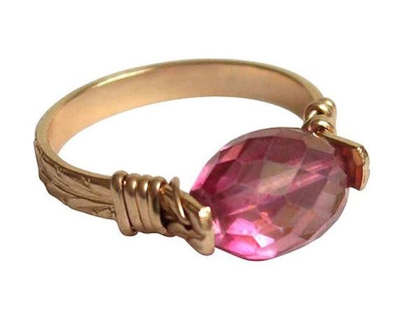 Gemshine - Damen - Ring - Spannring - Vergoldet - Turmalin - Rosa, Ringgröße:57 (18.1) – Bild 3