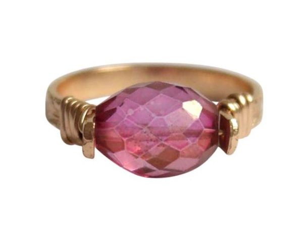 Gemshine - Damen - Ring - Spannring - Vergoldet - Turmalin - Rosa, Ringgröße:55 (17.5)