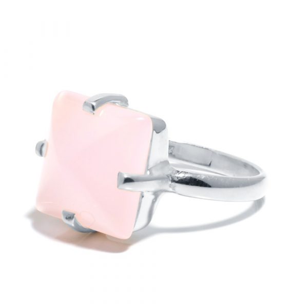 Gemshine - Damen - Ring - 925 Silber - Chalcedon - Rosa - 12mm - Größenverstellbar – Bild 3