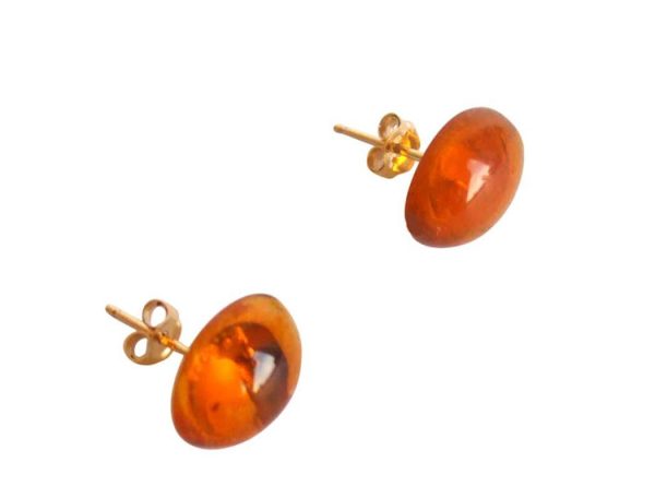 Gemshine - Damen - Ohrringe - Vergoldet - Bernstein - Gelb - Orange - Cabochon - 8 mm – Bild 3