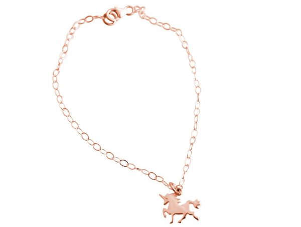 GEMSHINE Armband mit Einhorn. Armkette aus 925 Silber mit einer Länge von 18 cm. Massiv 925 Silber, vergoldet, rosé vergoldet. Made in Spanien. Geschenketui – Bild 5