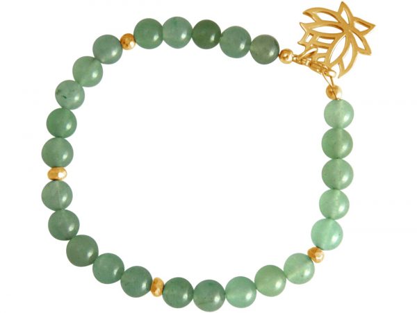 GEMSHINE Damenarmband aus hochwertig vergoldetem 925 Silber mit YOGA Lotusblume und Jade Edelsteine hervorragender Qualität. Made in Madrid / Spanien. Im eleganten Schmucketui mit Geschenkverpackung.