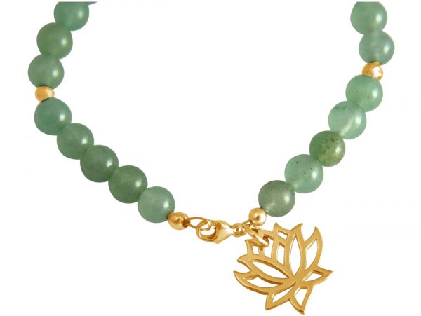 GEMSHINE Damenarmband aus hochwertig vergoldetem 925 Silber mit YOGA Lotusblume und Jade Edelsteine hervorragender Qualität. Made in Madrid / Spanien. Im eleganten Schmucketui mit Geschenkverpackung. – Bild 4