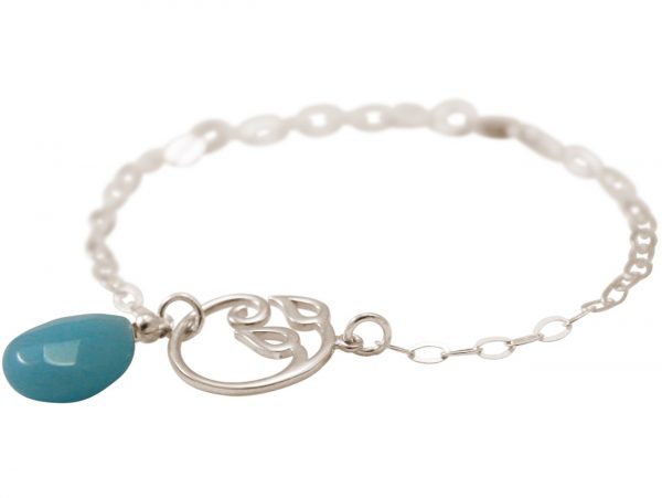 GEMSHINE Damenarmband aus 925 Silber mit YOGA Lotusblume und Türkis Tropfen. Edelstein hervorragender Qualität und Farbe. Made in Madrid / Spanien. Im eleganten Schmucketui mit Geschenkverpackung – Bild 3