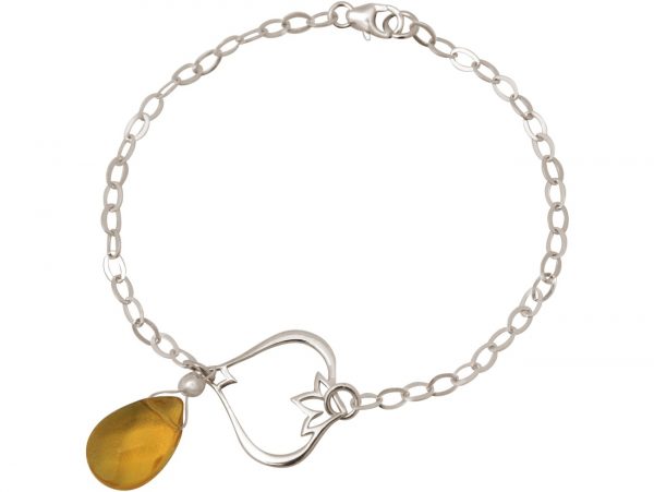 Gemshine - Damen - Armband - 925 Silber - Lotus Blume - Citrin Quarz - Tropfen - GoldGoldgelb - YOGA – Bild 3