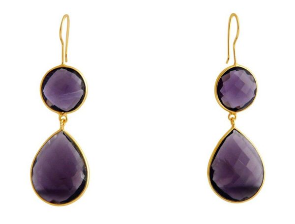 Gemshine - Damen - Ohrringe - 925 Silber - Vergoldet - Amethyst - Violett  - CANDY - Tropfen - 6 cm – Bild 4