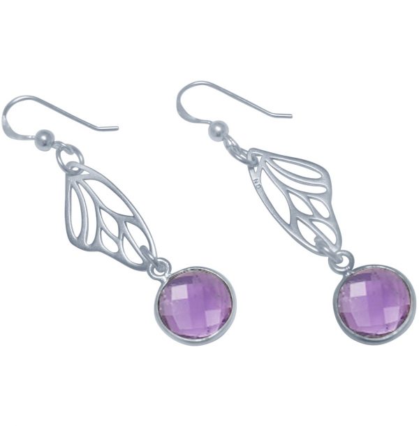 Gemshine - Damen - Ohrringe - 925 Silber - Schmetterling Flügel - Amethyst - Violett - Lila - 4 cm