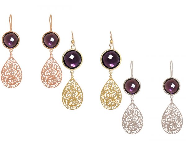 GEMSHINE Damenohrringe mit Mandalas und Amethysten hervorragender Qualität. Ohrhänger. Made in Madrid / Spanien. Im eleganten Geschenketui. – Bild 3