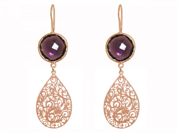 GEMSHINE Damenohrringe mit Mandalas und Amethysten hervorragender Qualität. Ohrhänger. Made in Madrid / Spanien. Im eleganten Geschenketui. – Bild 5