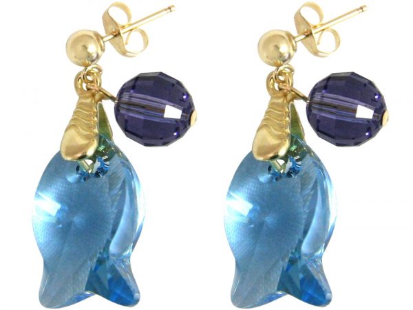 Gemshine - Damen - Ohrringe - Vergoldet - Fisch - Blau - Violett - MADE WITH SWAROVSKI ELEMENTS® - 3,5 cm – Bild 3