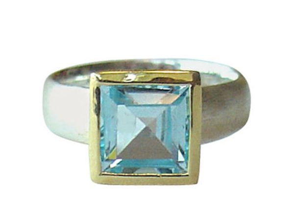 Gemshine - Damen - Ring - Silber 925 - Vergoldet - Topas - Blau, Ringgröße:56 (17.8)