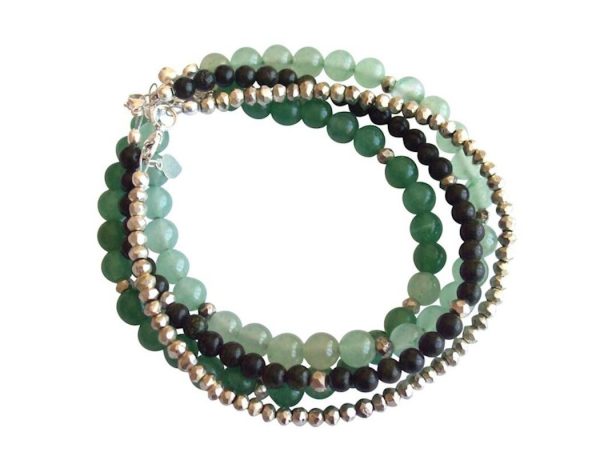 Gemshine - Damen - Armband Set - Fresh Mint Silber - Aventurin - Grün - 925 Silber