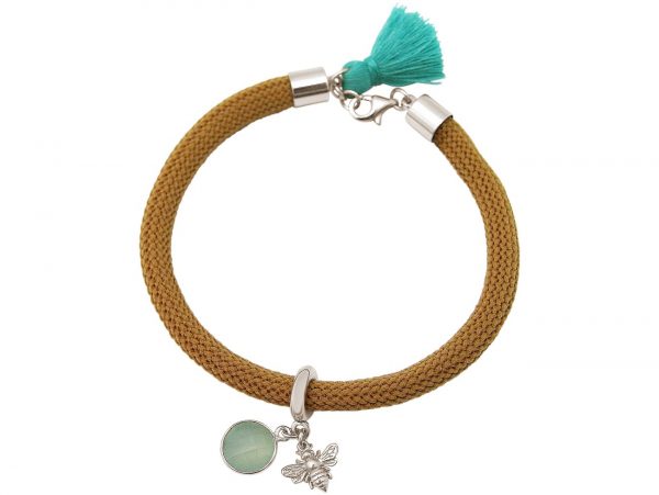 Gemshine - Damen - Armband - 925 Silber - Edelstein - Aqua Chalcedon - BEE - Biene - Grün - Braun