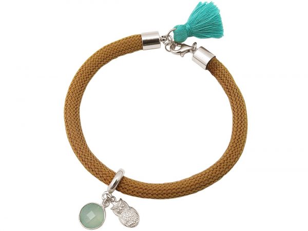 Gemshine - Damen - Armband - 925 Silber - Edelstein - Aqua Chalcedon - Eule - Grün - Braun – Bild 3