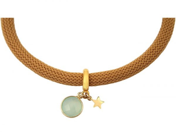 Gemshine - Damen - Armband - 925 Silber - Vergoldet - Edelstein - Aqua Chalcedon - STAR - Stern - Grün - Braun