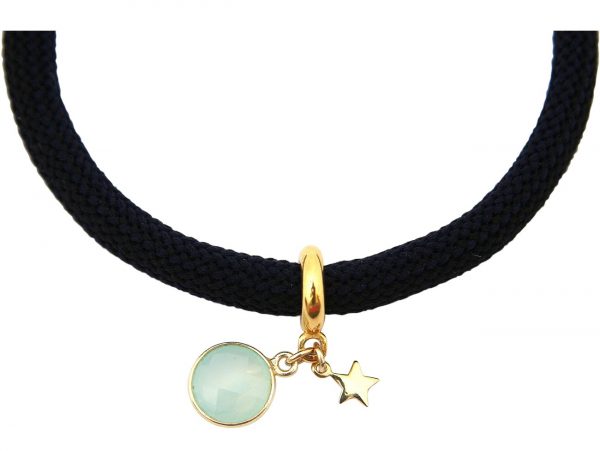 Gemshine - Damen - Armband - 925 Silber - Vergoldet - Edelstein - Aqua Chalcedon - STAR - Stern - Grün - Schwarz – Bild 3