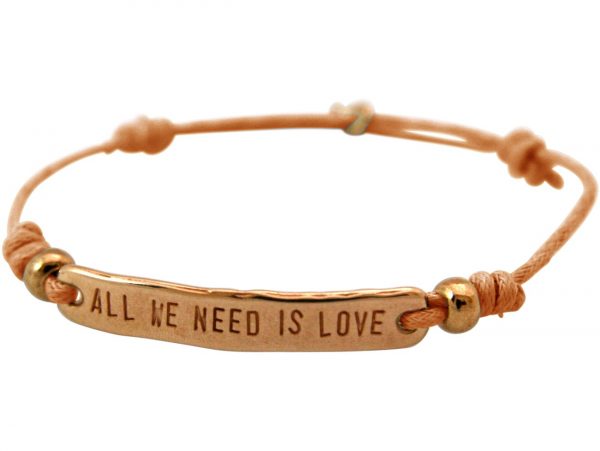 Gemshine - Damen - Armband - Gravur - ALL WE NEED IS LOVE - Rose Vergoldet - Hellkoralle - Rose