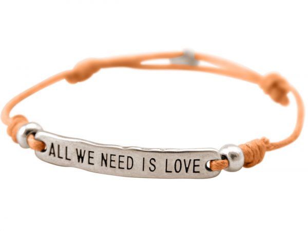 Gemshine - Damen - Armband - Gravur - ALL WE NEED IS LOVE - Silber - Hellkoralle - Rose