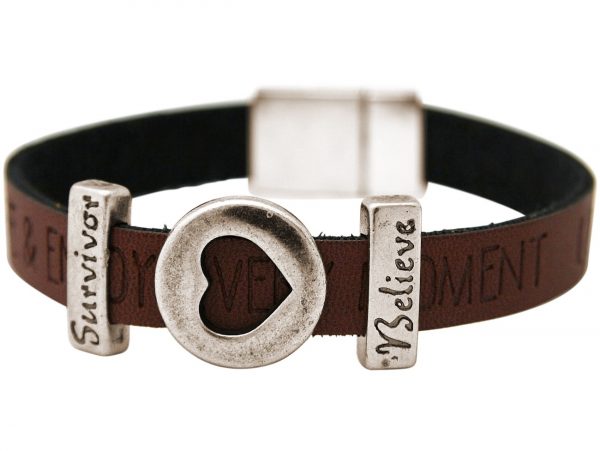 Gemshine - Damen - Armband - Herz - Liebe - WISHES - Braun - Dunkel - Magnetverschluss - Survivor - Believe