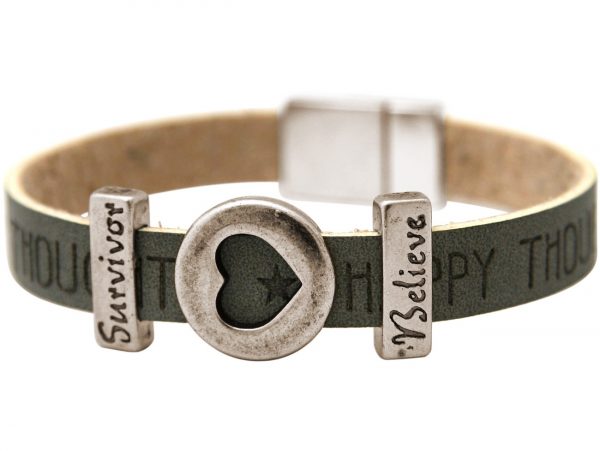 Gemshine - Damen - Armband - Herz - Liebe - WISHES - Grau - Anthrazit - Magnetverschluss - Survivor - Believe