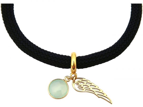 Gemshine - Damen - Armband - Vergoldet - Edelstein - Aqua Chalcedon - Engel Flügel - Grün - Schwarz – Bild 3