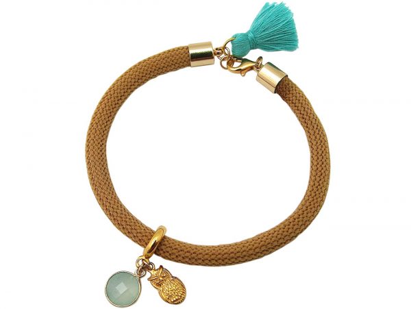 Gemshine - Damen - Armband - Vergoldet - Edelstein - Aqua Chalcedon - Eule - Grün - Braun – Bild 4