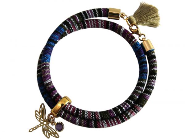 Gemshine - Damen - Armband - Wickelarmband - 925 Silber Vergoldet - Libelle - AZTEC - Amethyst - Rose - Violett – Bild 4