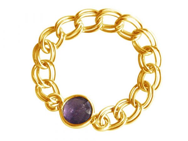 Gemshine - Damen - Ring - Vergoldet - Amethyst - Violett - Beweglich - Geschmeidig