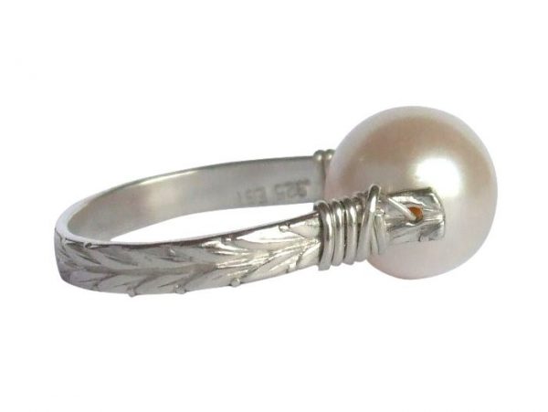 Gemshine - Damen - Ring - Spannring - 925 Silber - Zuchtperle - Weiß - 8mm, Ringgröße:52 (16.6) – Bild 5