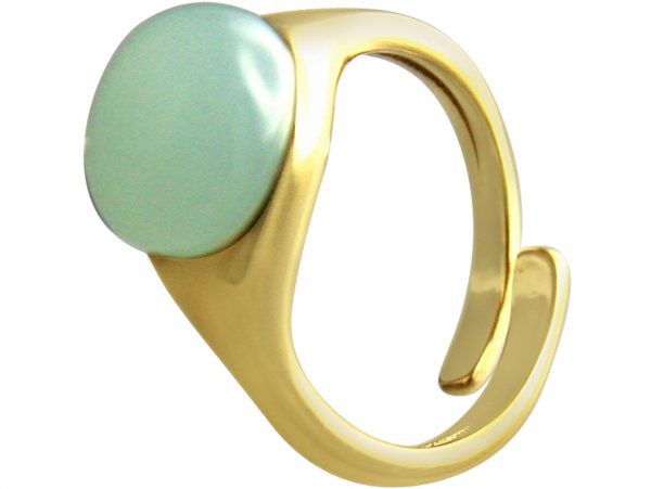 Gemshine - Damen - Ring - 925 Silber Vergoldet - Chalcedon - Meeresgrün - Größenverstellbar - 10mm – Bild 3