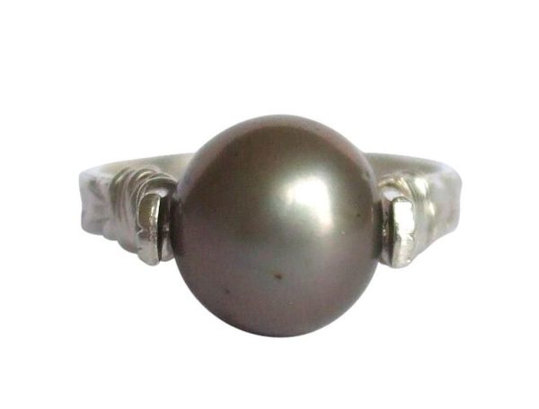 Gemshine - Damen - Ring - Spannring - 925 Silber - Zuchtperle - Tahiti - Grau - 8mm, Ringgröße:59 (18.8)